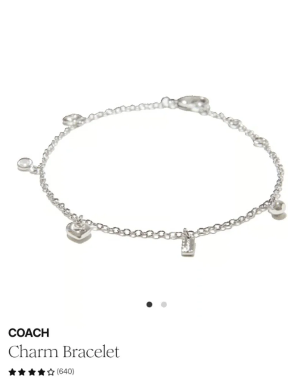 Coach Silver Plated Adjustable Clasp Charm Bracelet NWT - Picture 1 of 5